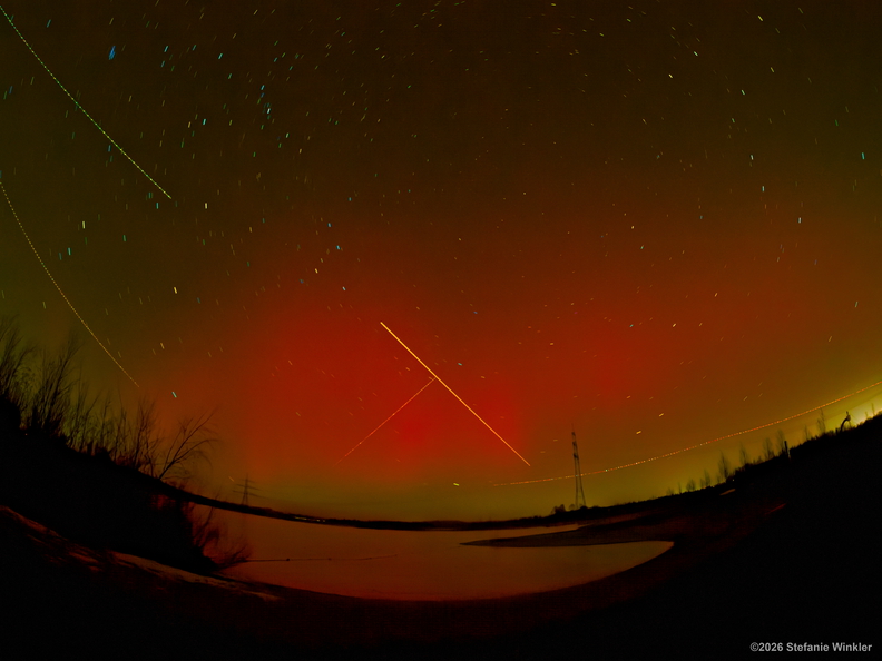 Polarlichter in Bayern; Hollener See bei München; 19.01.2026